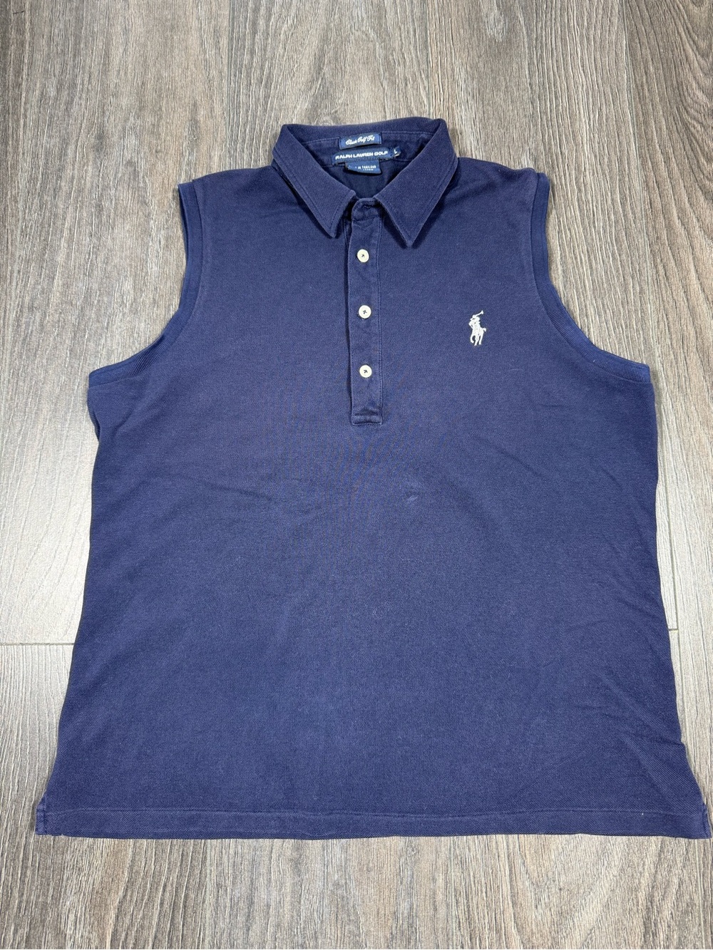 Ralph Lauren Navy Sleeveless Polo Top with White Pony